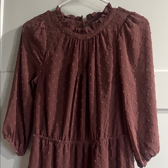 Monteau Burgundy Textured Dress - Picture 1 of 5